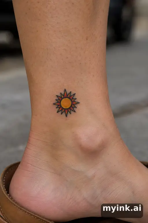 Tiny sun — Traditional Small Tattoo reference image