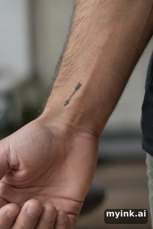 Small arrow — Fine Line Small Tattoo reference image