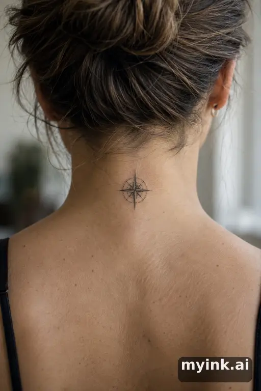 Tiny compass — Fine Line Tattoo reference image