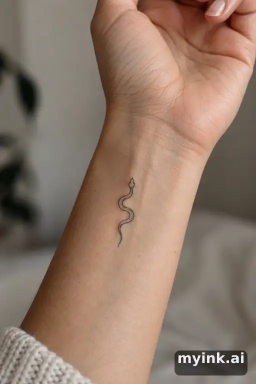 Small snake — Minimalist Wrist Tattoo reference image