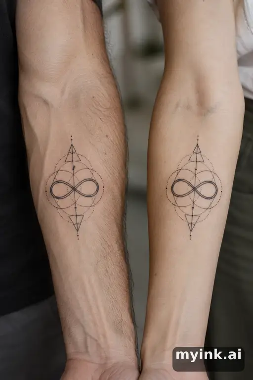 Matching infinity symbols — Geometric Matching Tattoo reference image