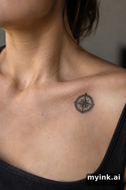 Tiny compass — Realistic Tattoo for Women reference image