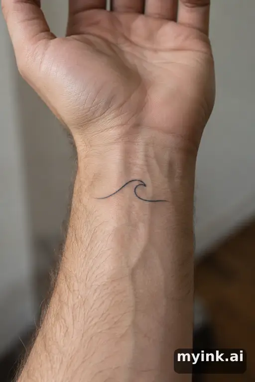 Single-line wave — Fine Line Tattoo reference image