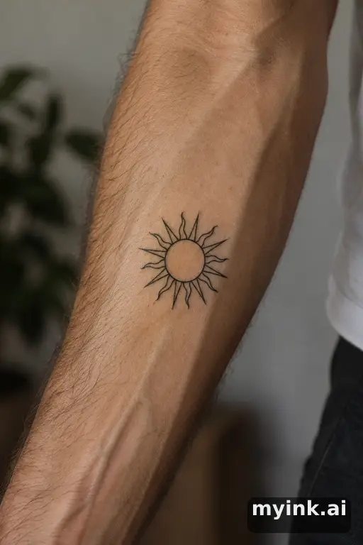 Sun with ornamental rays — Minimalist Sun Tattoo reference image
