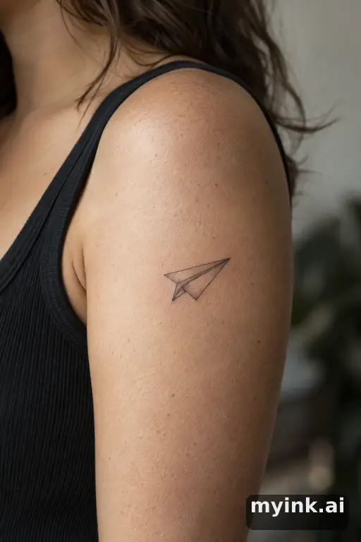 Paper plane — Fine Line Tattoo for Women reference image