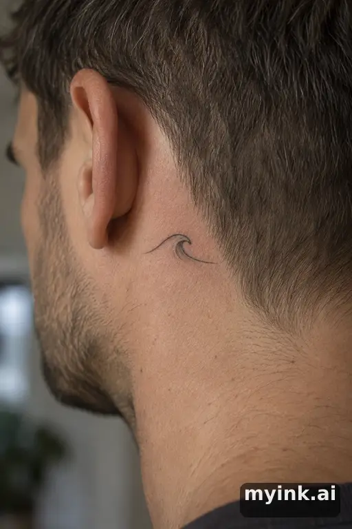 Single-line wave — Fine Line Tattoo reference image