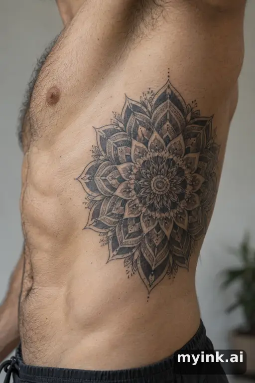 Mandala — Realistic Rib Tattoo reference image