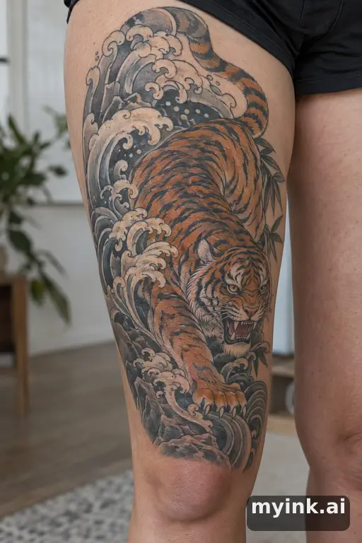 Tiger β Japanese Thigh Tattoo reference image