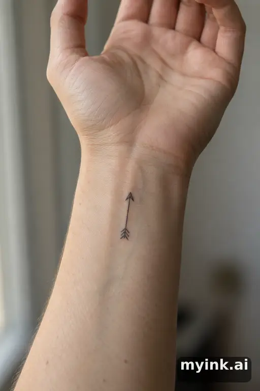 Small arrow — Minimalist Wrist Tattoo reference image