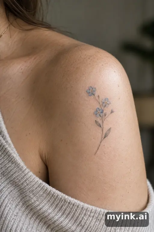 Forget-me-not flowers — Minimalist Memorial Tattoo reference image