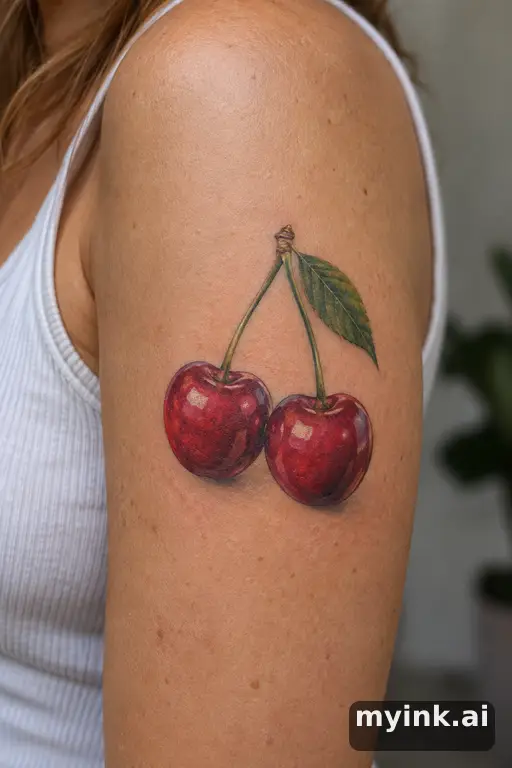Cherry pair — Realistic Tattoo for Women reference image