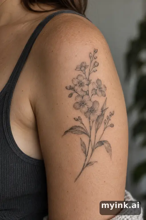 Forget-me-not flowers — Dotwork Memorial Tattoo reference image