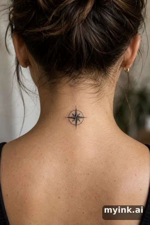 Tiny compass — Blackwork Small Tattoo reference image