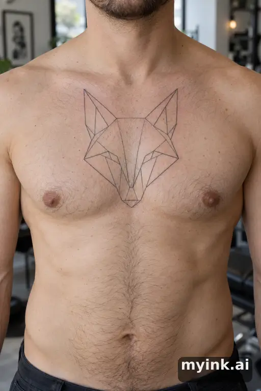 Geometric fox — Minimalist Chest Tattoo reference image
