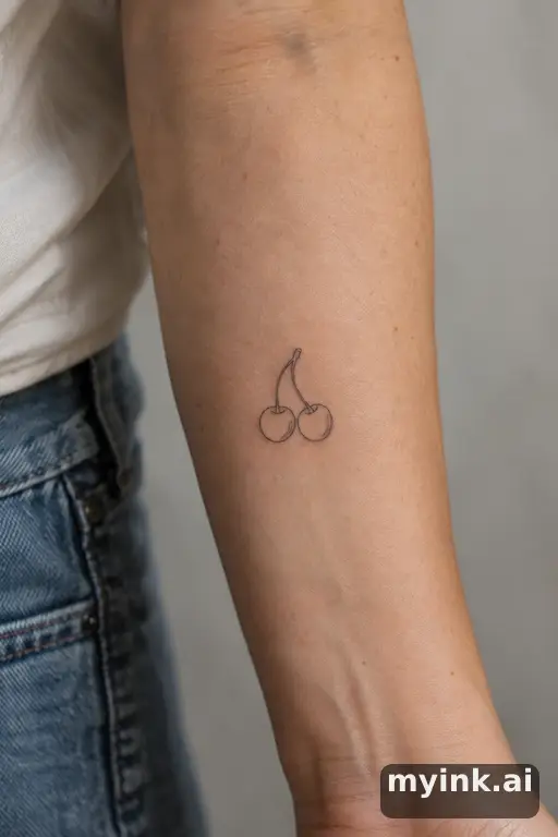 Cherry pair — Minimalist Small Tattoo reference image