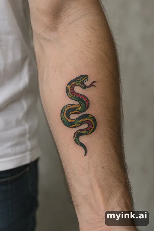 Small snake — Traditional Forearm Tattoo reference image