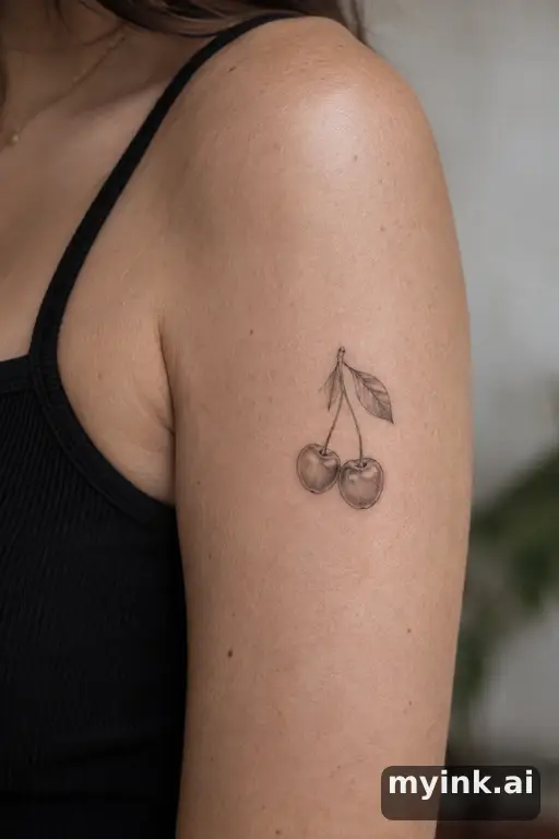 Cherry pair — Fine Line Tattoo reference image