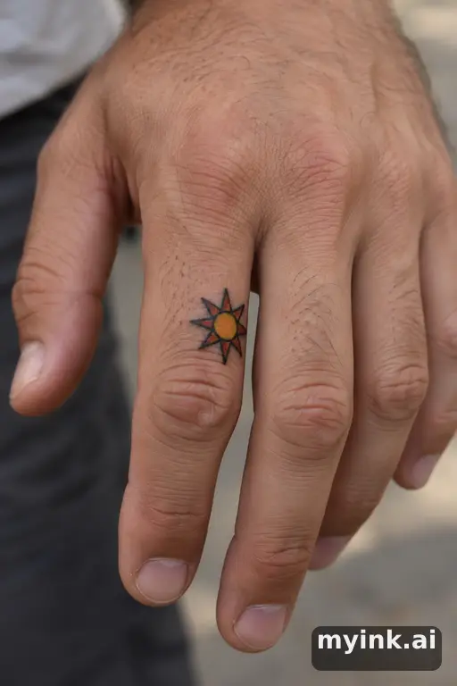 Tiny sun — Traditional Small Tattoo reference image