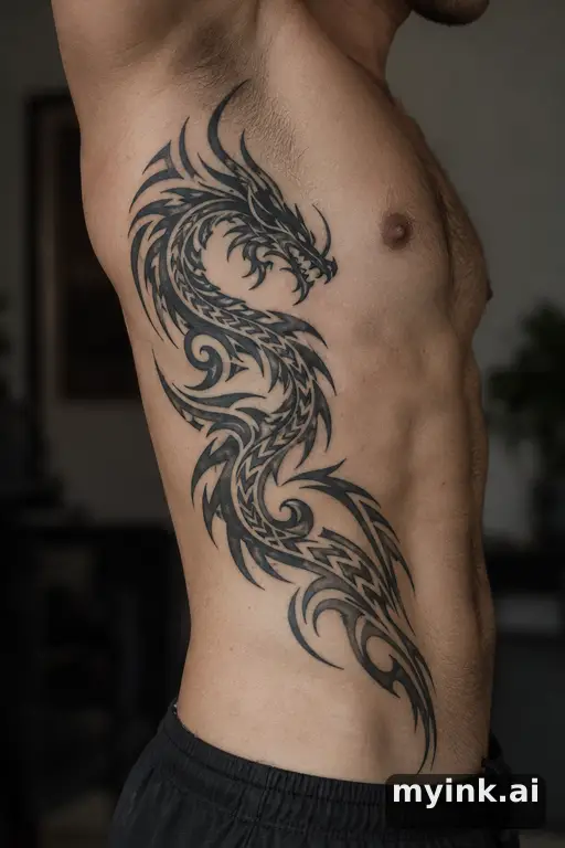 Dragon — Tribal Rib Tattoo reference image