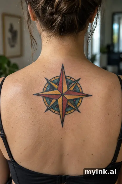 Geometric compass β Traditional Compass Tattoo reference image