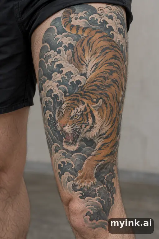 Tiger β Japanese Thigh Tattoo reference image