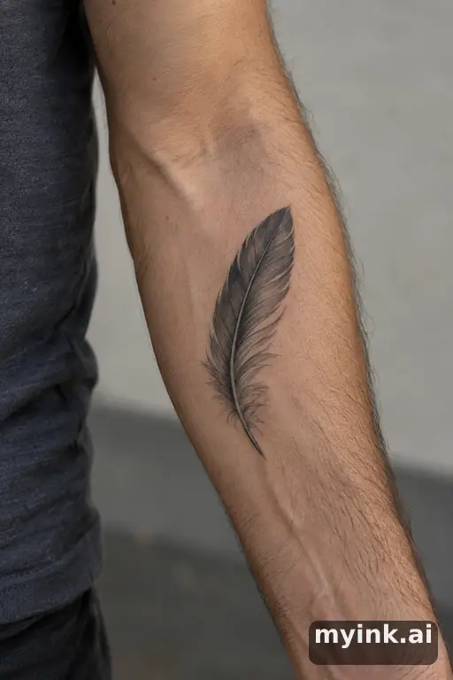 Small feather — Realistic Forearm Tattoo reference image