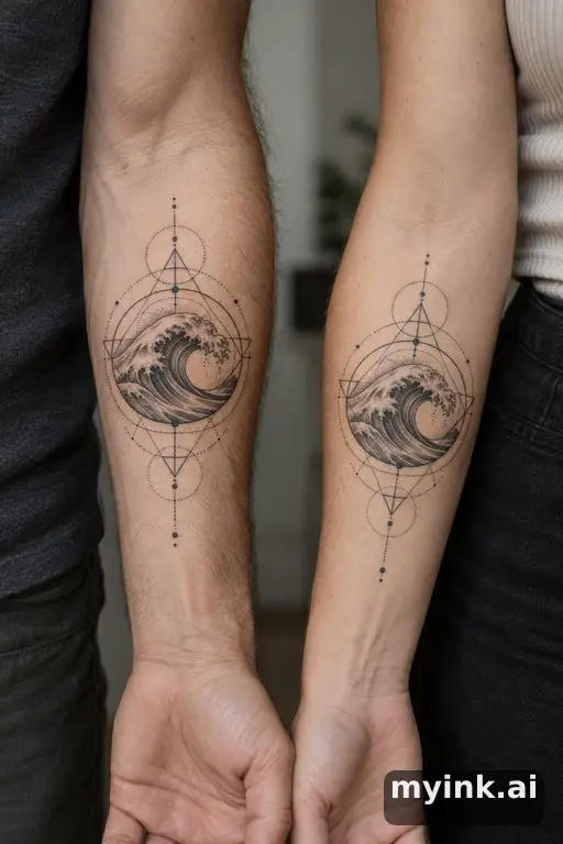 Matching waves — Geometric Matching Tattoo reference image