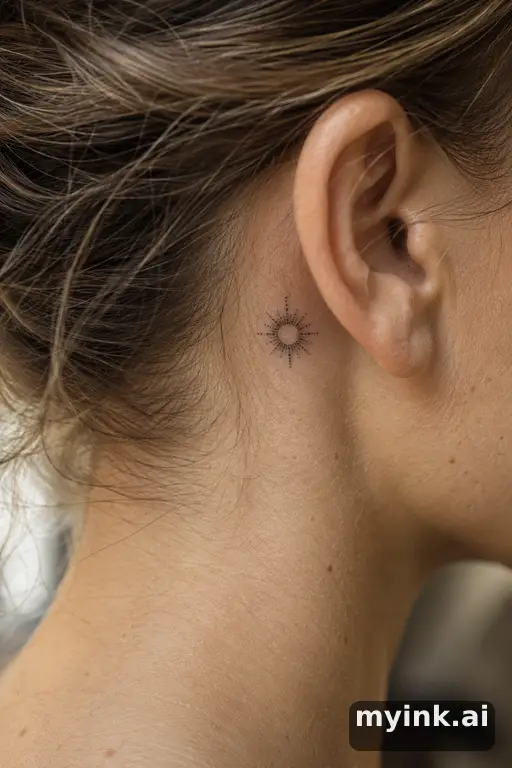 Tiny sun — Dotwork Small Tattoo reference image