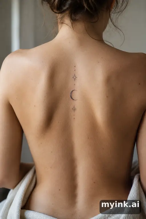 Crescent moon with stars — Minimalist Moon Tattoo reference image