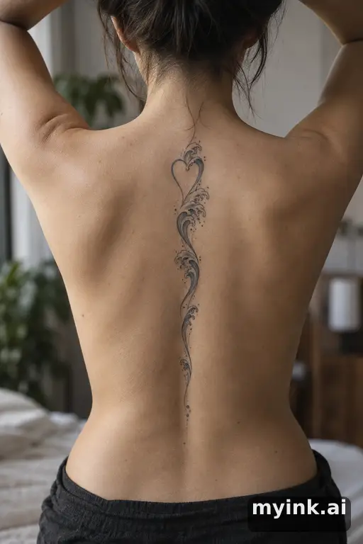 Small heart outline — Japanese Spine Tattoo reference image