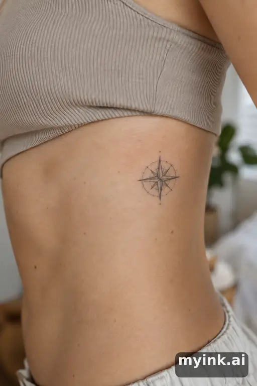 Tiny compass — Fine Line Tattoo reference image