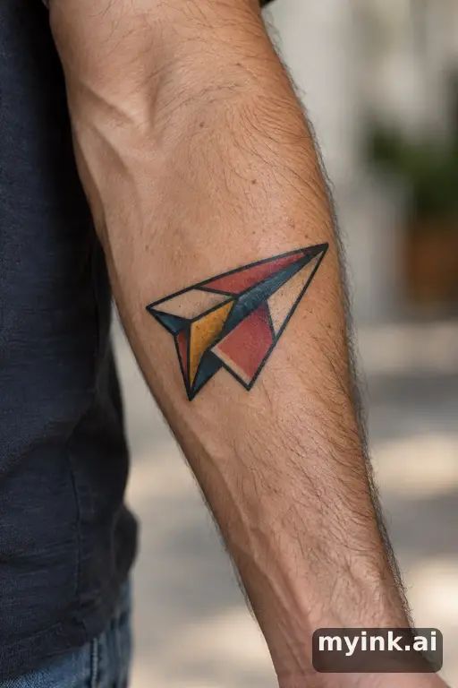 Paper plane — Traditional Forearm Tattoo reference image