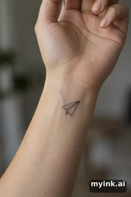 Paper plane — Fine Line Tattoo reference image