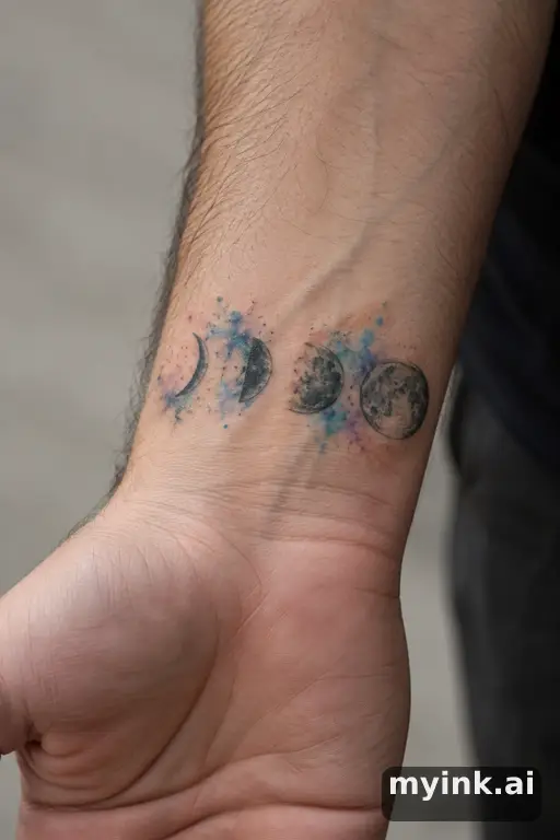 Moon phases — Watercolor Moon Tattoo reference image