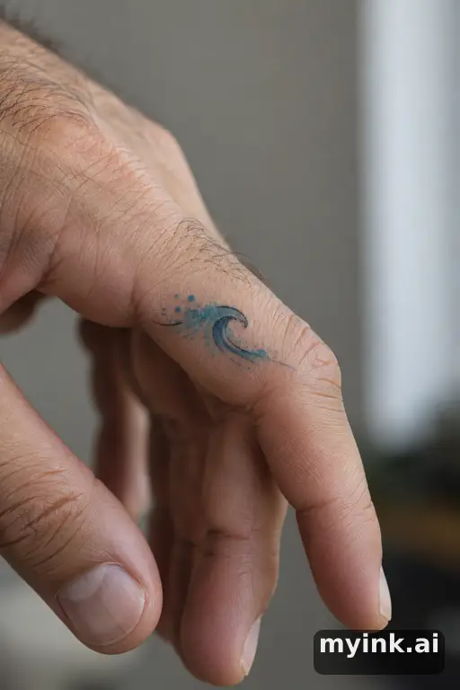 Single-line wave — Watercolor Small Tattoo reference image