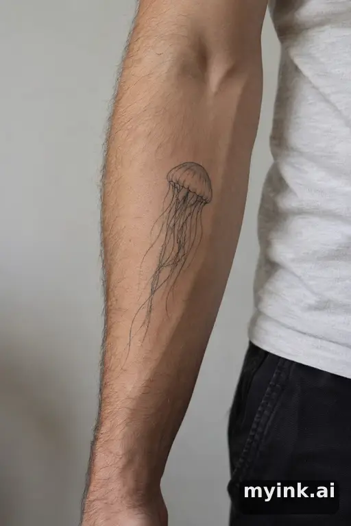 Jellyfish — Minimalist Masculine Tattoo reference image