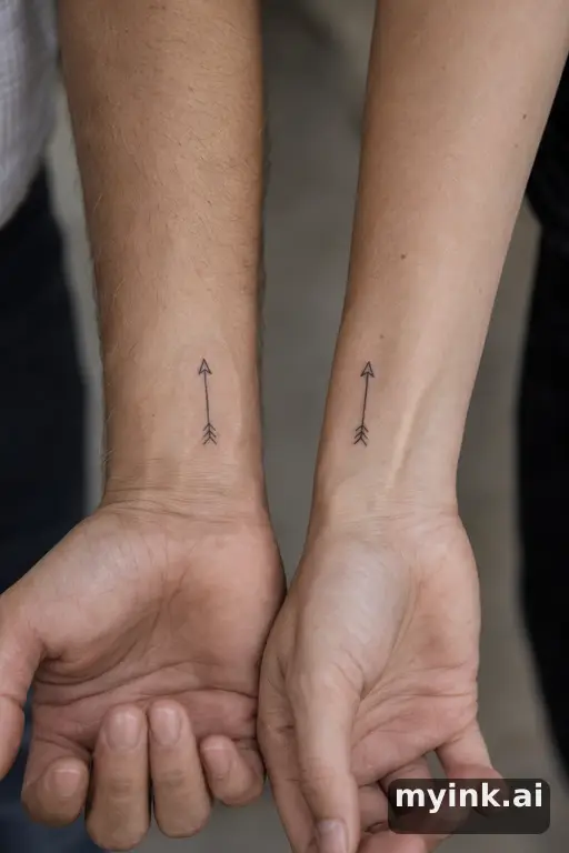 Matching arrows — Fine Line Best Friend Tattoo reference image