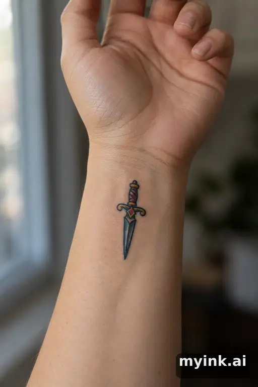 Small dagger — Traditional Wrist Tattoo reference image