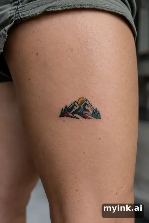 Tiny mountain outline β Traditional Tattoo for Women reference image