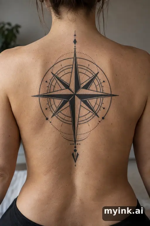 Geometric compass β Blackwork Compass Tattoo reference image