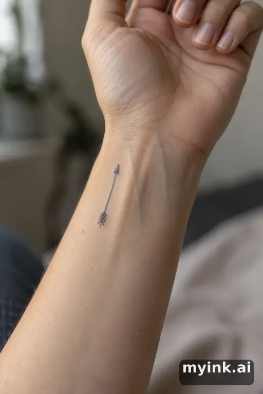 Small arrow — Fine Line Tattoo reference image