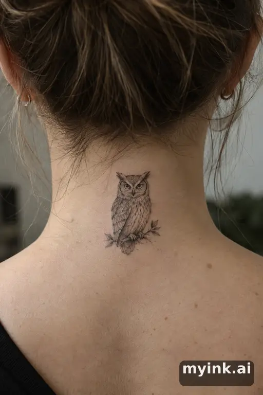 Owl — Fine Line Tattoo reference image