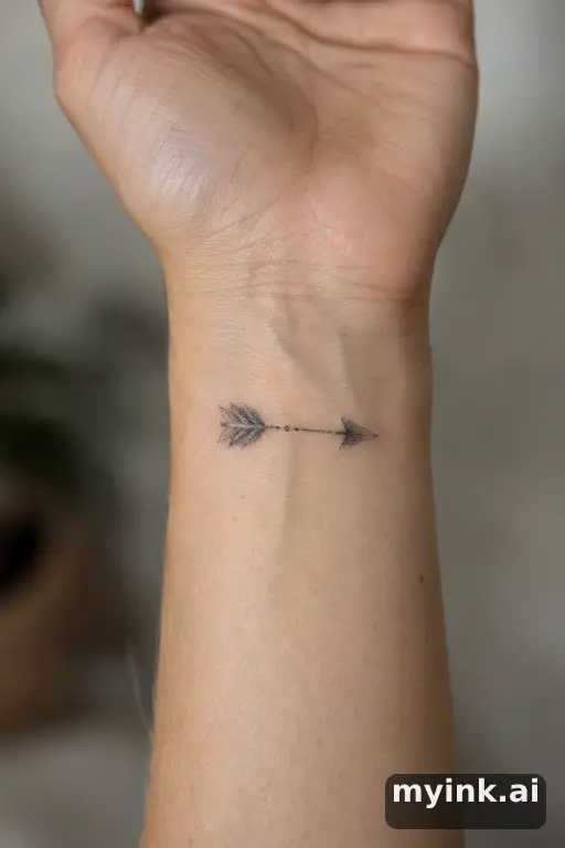 Small arrow — Dotwork Wrist Tattoo reference image