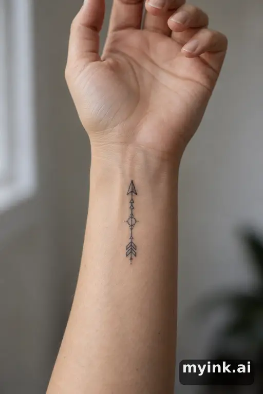 Small arrow — Geometric Wrist Tattoo reference image