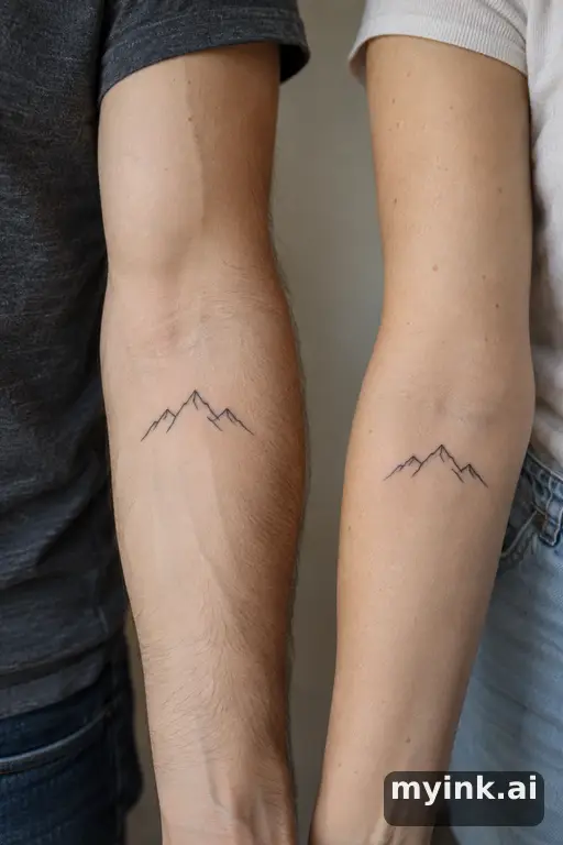 Matching mountains — Minimalist Matching Tattoo reference image