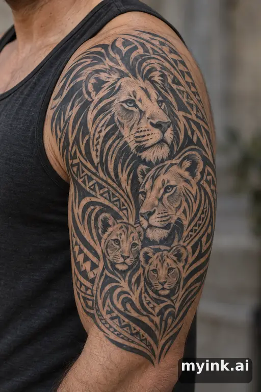 Lion family — Tribal Family Tattoo reference image