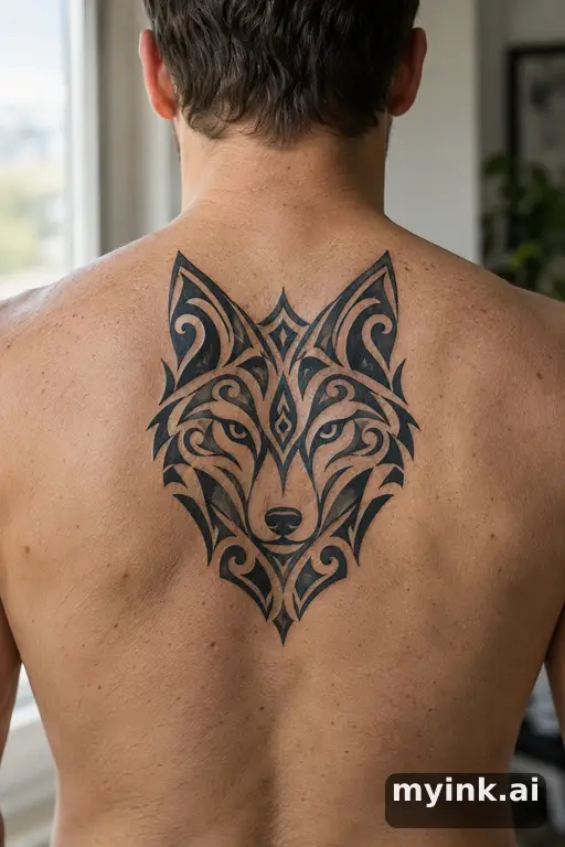 Geometric fox β Tribal Back Tattoo reference image