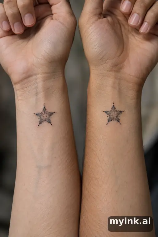 Matching stars — Dotwork Best Friend Tattoo reference image