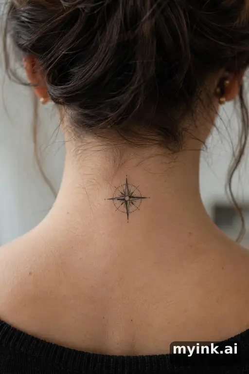 Tiny compass — Fine Line Tattoo reference image