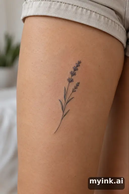 Sprig of lavender — Minimalist Tattoo for Women reference image